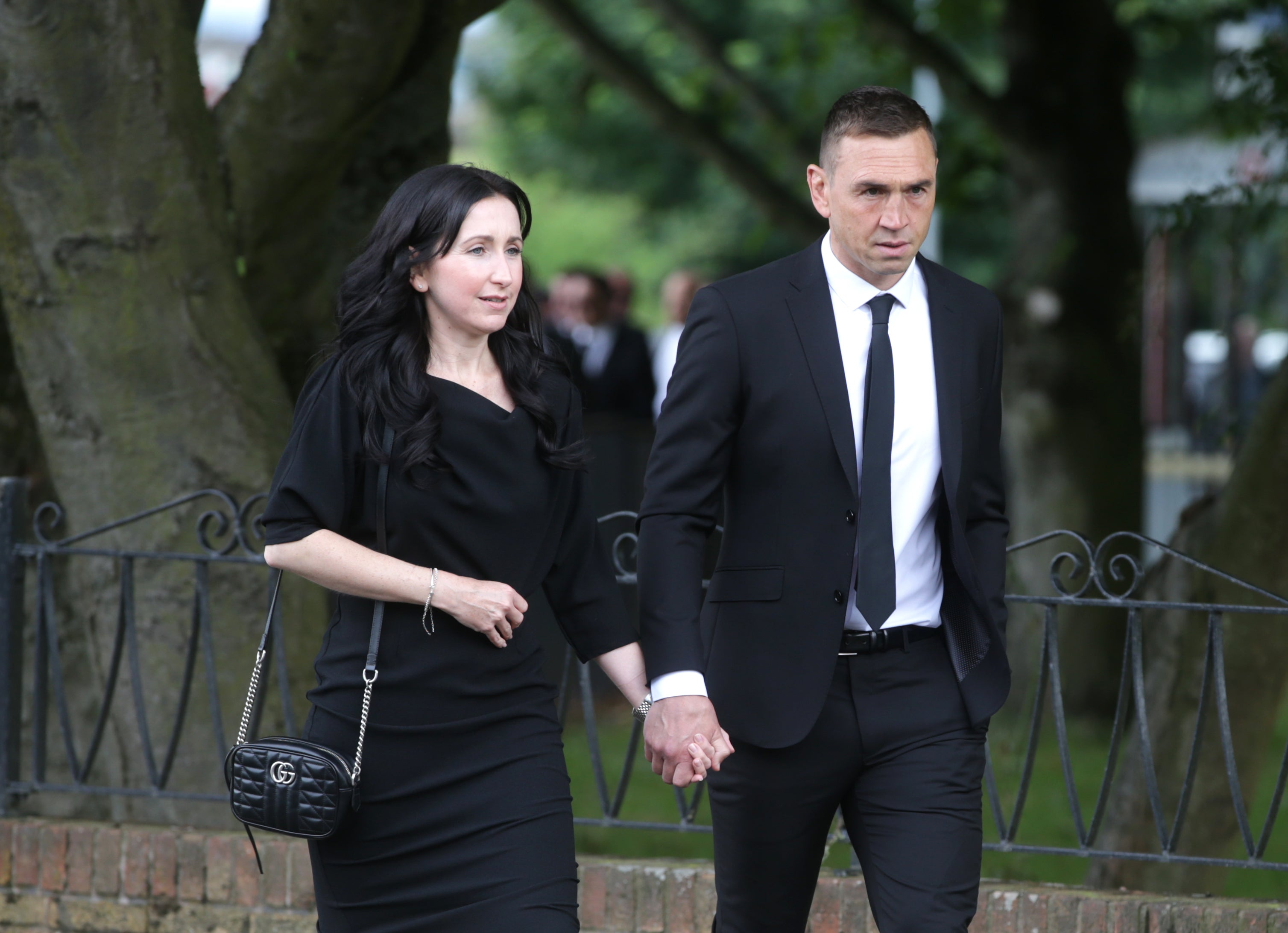 His best friend and former teammate Kevin Sinfield was among the mourners gathering at the crematorium