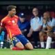 Spain's Lamine Yamal celebrates his side's equalising goal during a semifinal match between Spain and France at the Euro 2024 soccer tournament in Munich, Germany, Tuesday, July 9, 2024. (AP Photo/Hassan Ammar)