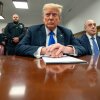 Former President Donald Trump, center, and Emil Bove, his attorney, right, at Manhattan criminal court in New York on May 30 as a New York in his hush money case began deliberations