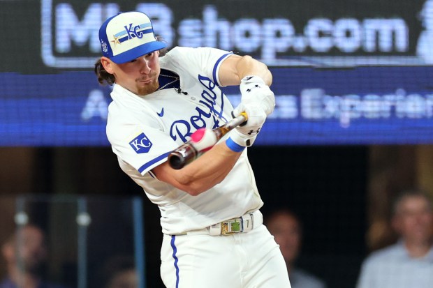 The Kansas City Royals’ Bobby Witt Jr. bats during the...