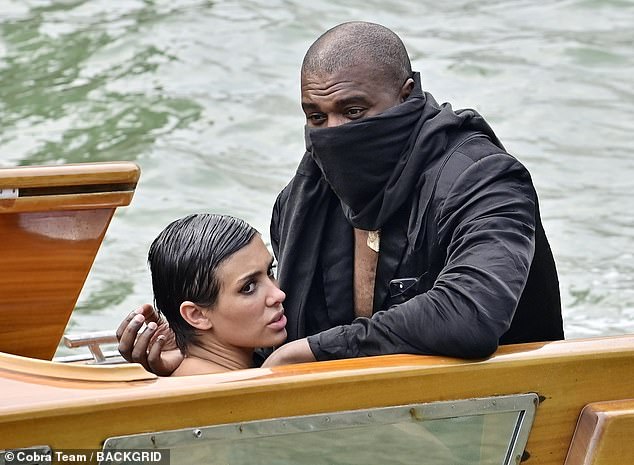 There was a police investigation into her lewd behavior with Kanye on a boat ride in Venice, Italy (pictured)