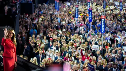 Reuters Melania entered the hall shortly before her husband was set to speak and officially accept the Republican nomination 