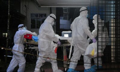 A Nipah patient is taken to an ICU of Nipah isolation ward in Kerala, India, on 20 July. Pic: Reuters