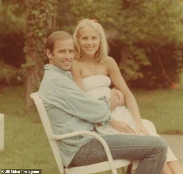 Jill has stood by Joe throughout his decades-long political career, which saw him serve as a Delaware senator, Vice President to Barack Obama and now as commander-in-chief. The couple are pictured together in the 1970s