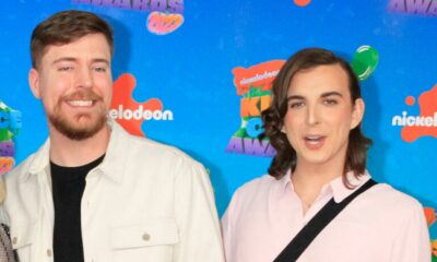 MrBeast and Ava Kris Tyson at Nickeodeon's Kids' Choice Awards last year. Pic: Hubert Boesl/picture-alliance/dpa/AP Images