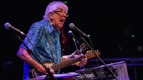 Gett  John Mayall performs on stage at the Teatro Cervantes on October 9, 2019 in Malaga, Spain.