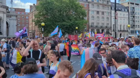 People at the Trans Pride march