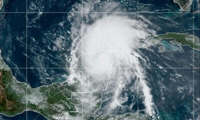 Hurricane Beryl from NOAA GOES 16 satellite over Mexico and the Gulf of Mexico on the morning of July 5, 2024.