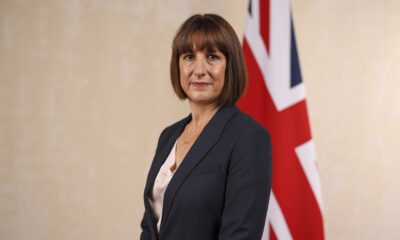 Rachel Reeves in front of the Union Jack.