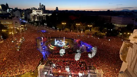 EPA Spain fans gathered in Cibeles square, Madrid