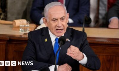 Netanyahu defends war as protesters rally outside US Congress