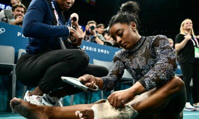 Simone Biles hurts her leg in Paris Olympic gymnastics qualifying : NPR