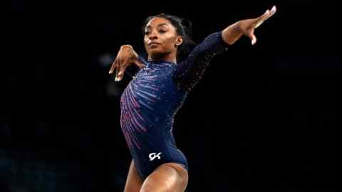 Simone Biles during a 2024 training session