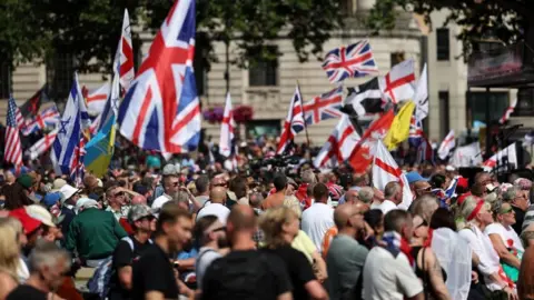 EPA Tommy Robinson supporters in Trafalgar Square