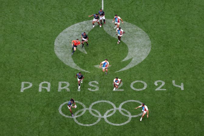 Fiji's Selestino Ravutaumada carries the ball during the rugby sevens final against France on July 27. France won the match for its first gold medal of these Games.