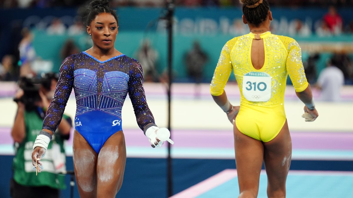 Simone Biles, Rebeca Andrade share powerful medal moment – NBC Chicago