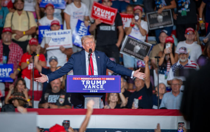 Trump rally in the New Holland Arena at the Pennsylvania Farm Show complex in Harrisburg Wednesday, July 31, 2024.