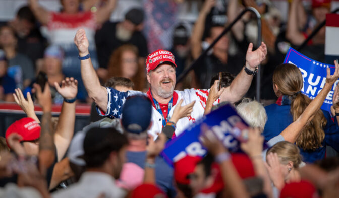 Attended dance to the Village People’s “YMCA” during a Donald Trump rally in the New Holland Arena at the Pennsylvania Farm Show complex in Harrisburg Wednesday, July 31, 2024.