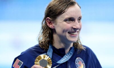 Katie Ledecky makes Olympics history with ninth gold medal in swimming