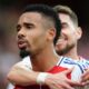 Gabriel Jesus celebrates his goal against Bayer Leverkusen