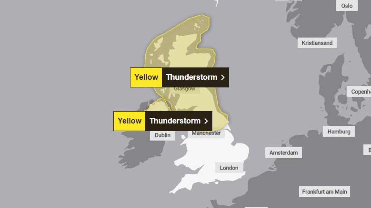 Thunderstorm warning issued as temperatures to hit 33°C