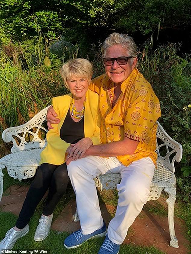 A family photo of Gloria Hunniford and Stephen Way in their back garden in Kent last summer