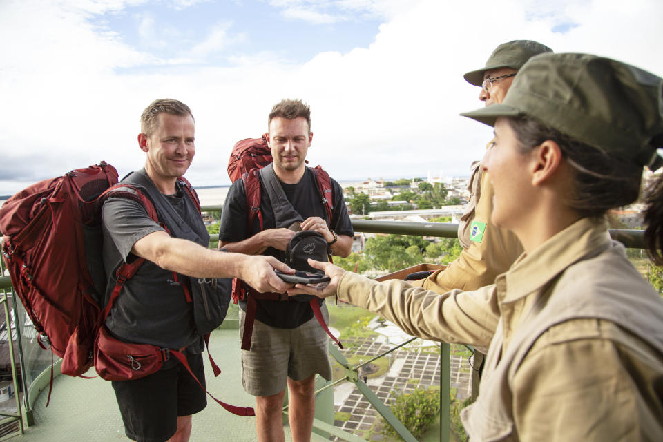 Celebrity Race Across the World stars handing over their phones