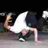 Oleh Kuznetsov, who goes by B-boy Kuzya, performs the freeze element, freezing for a few seconds in unusual and extremely difficult positions.