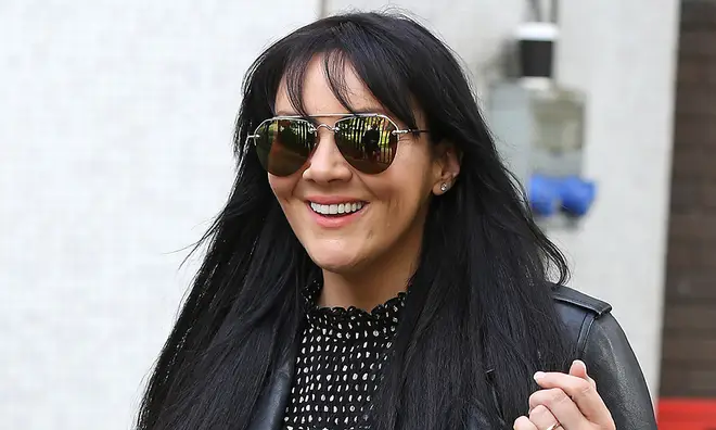 Martine McCutcheon smiling and wearing sunglasses leaving the ITV studios