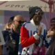 Screenshot of Devin Booker, Snoop Dogg and Tony Hawk watching the Paris Olympics park skateboarding...