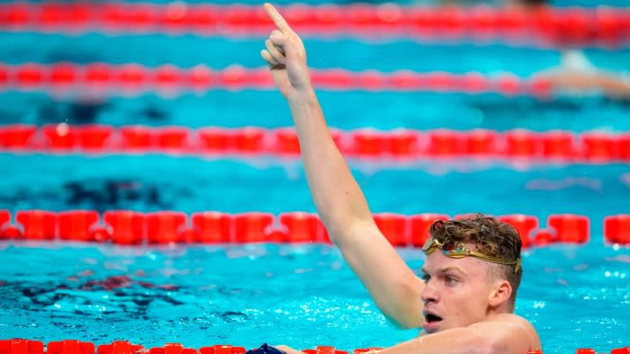 French swimmer Léon Marchand cruises to two Olympic gold medals