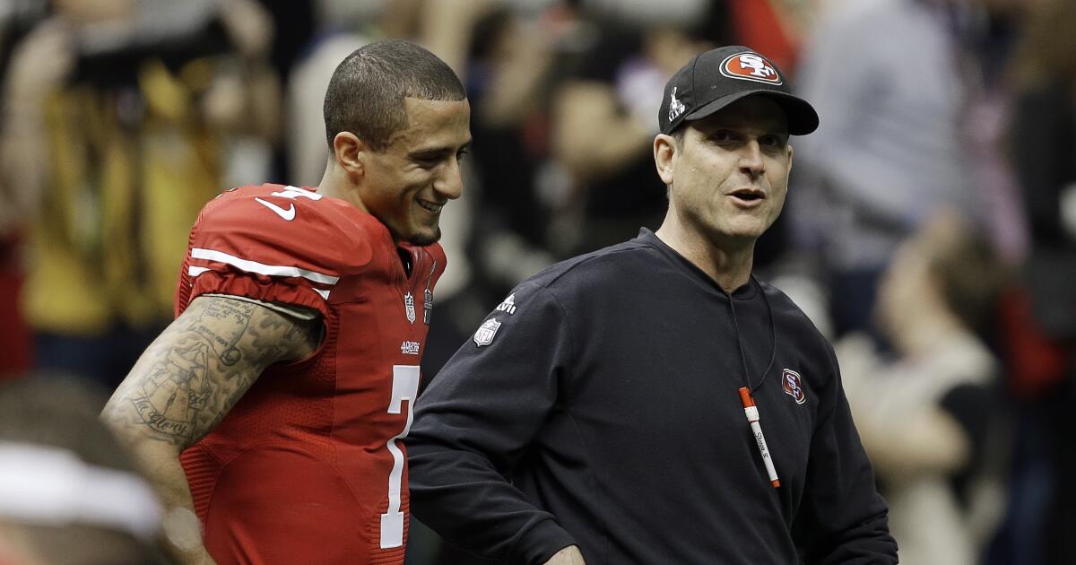 Jim Harbaugh says Colin Kaepernick isn't joining Chargers this season