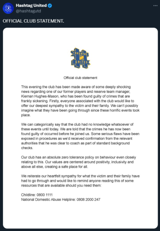 Hashtag United's statement