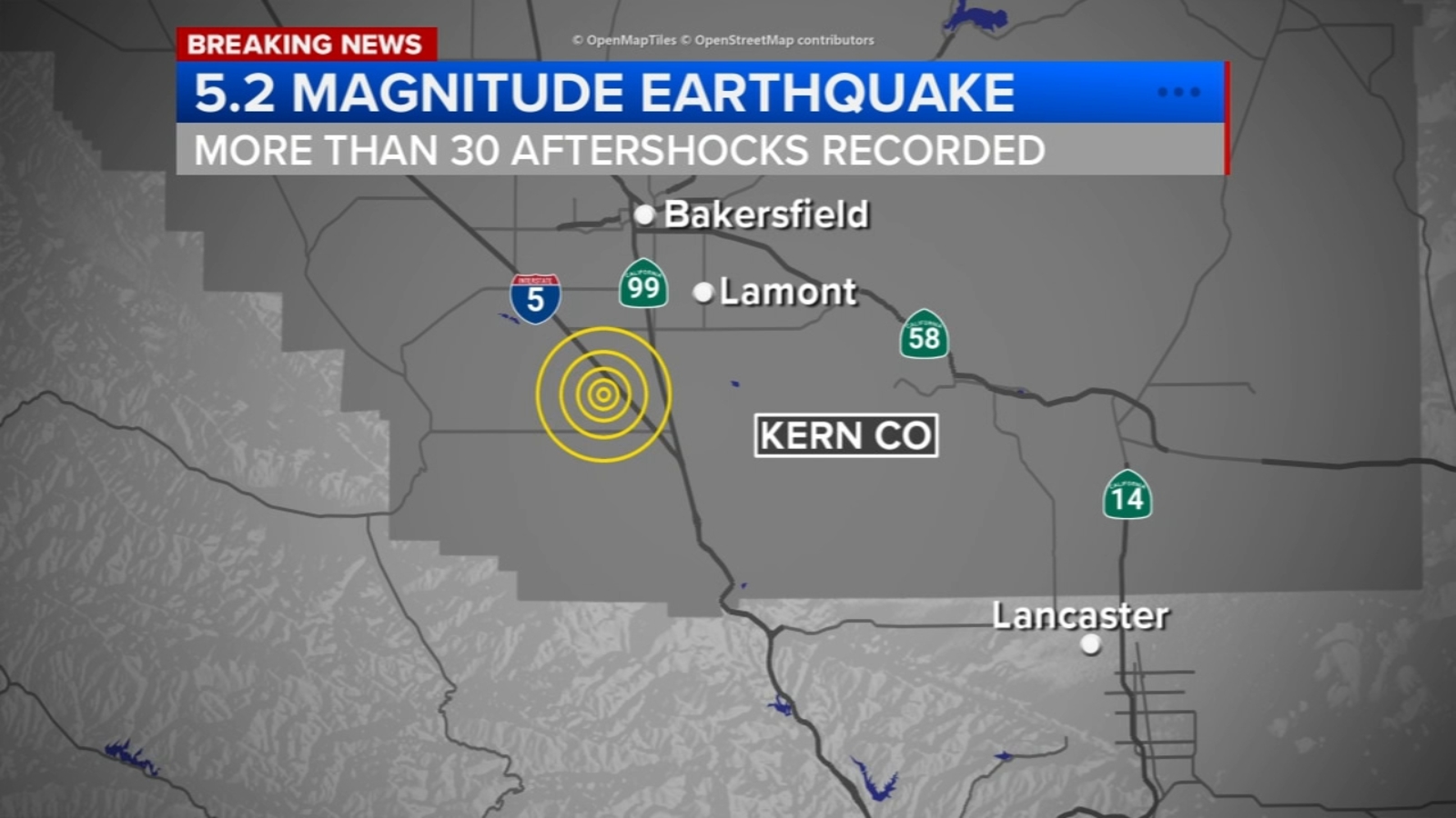 Magnitude 5.2 earthquake hits Kern County, USGS says