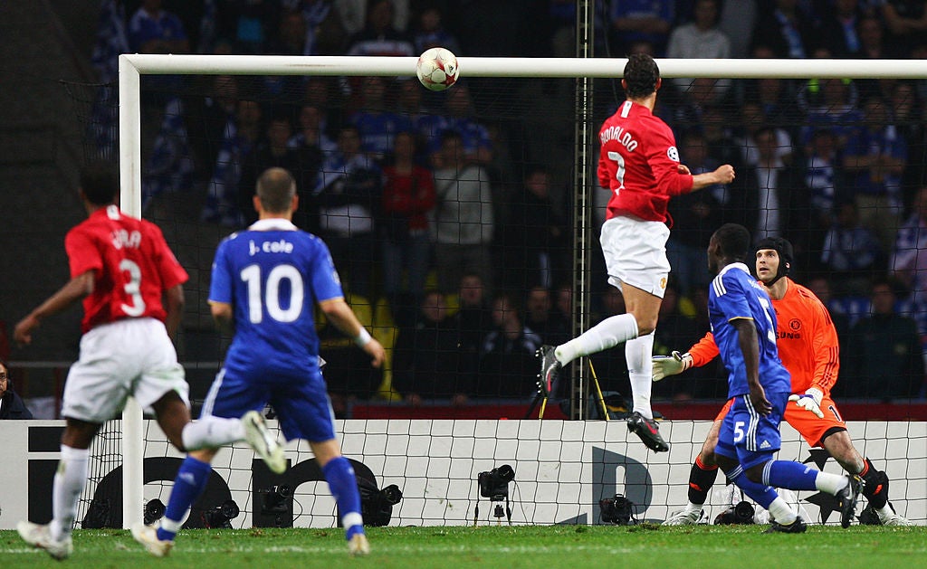 This goal in 2008 was the first of Ronaldo’s four Champions League final goals