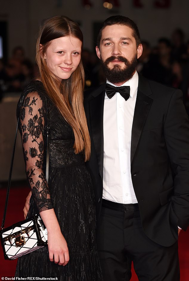 Shia LaBeouf and Mia Goth attend the Fury film premier  at the 58th BFI London Film Festival in 2014