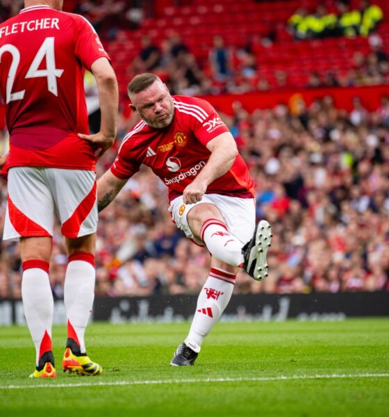 Wayne Rooney mocks himself after breaking Cristiano Ronaldo hoodoo with exquisite free-kick for Manchester United legends