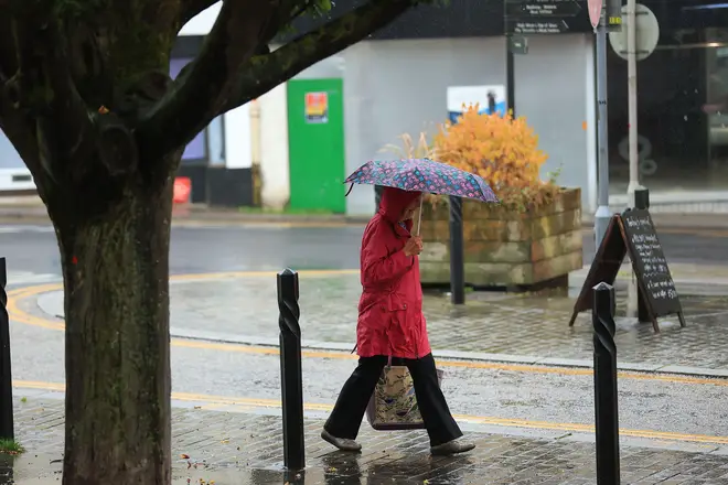 Stroud,UK, 5th September 2024. UK Weather. Heavy rain downpours , as shoppers use umbrellas and waterproofs in Stroud, Gloucestershire. Credit: Gary Learmonth / Alamy Live News