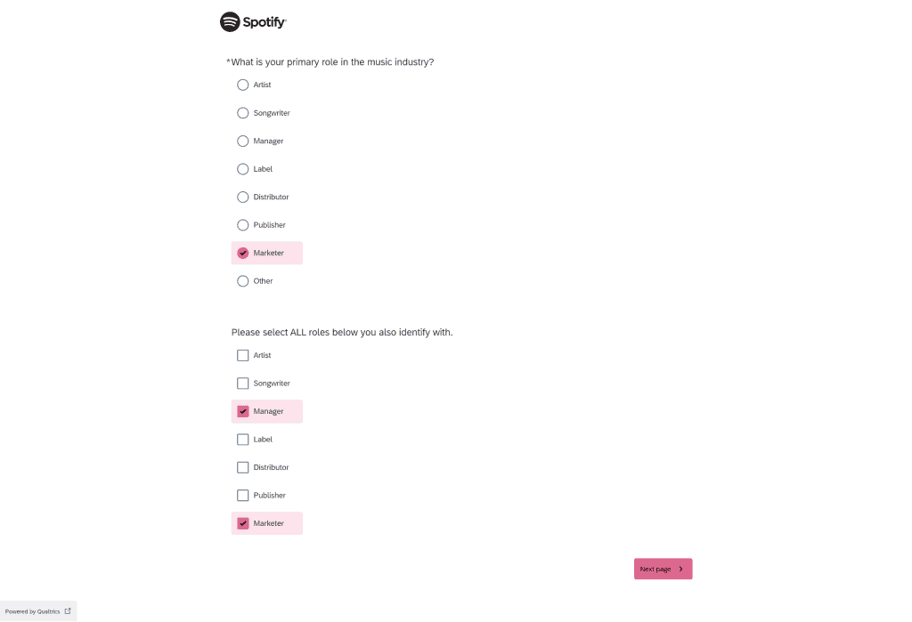 Spotify For Artists survey