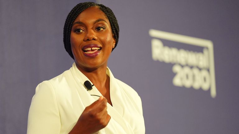 Kemi Badenoch speaking at a Conservative Party leadership campaign event at IET.
Pic: PA