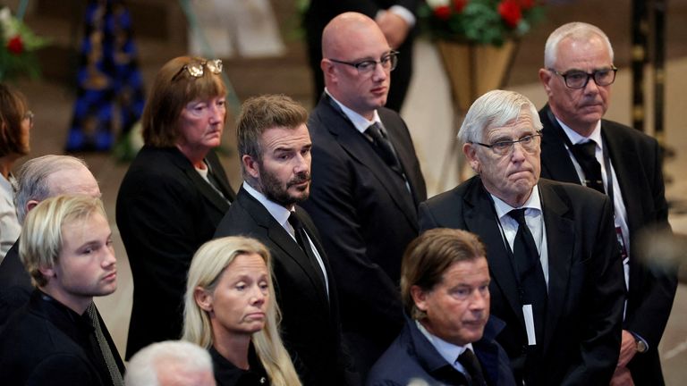 David Beckham among mourners inside the church. Pic: Reuters