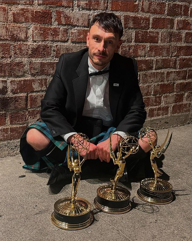 The giddy pair posed with their awards, before Richard shared his own heartfelt photo to Instagram