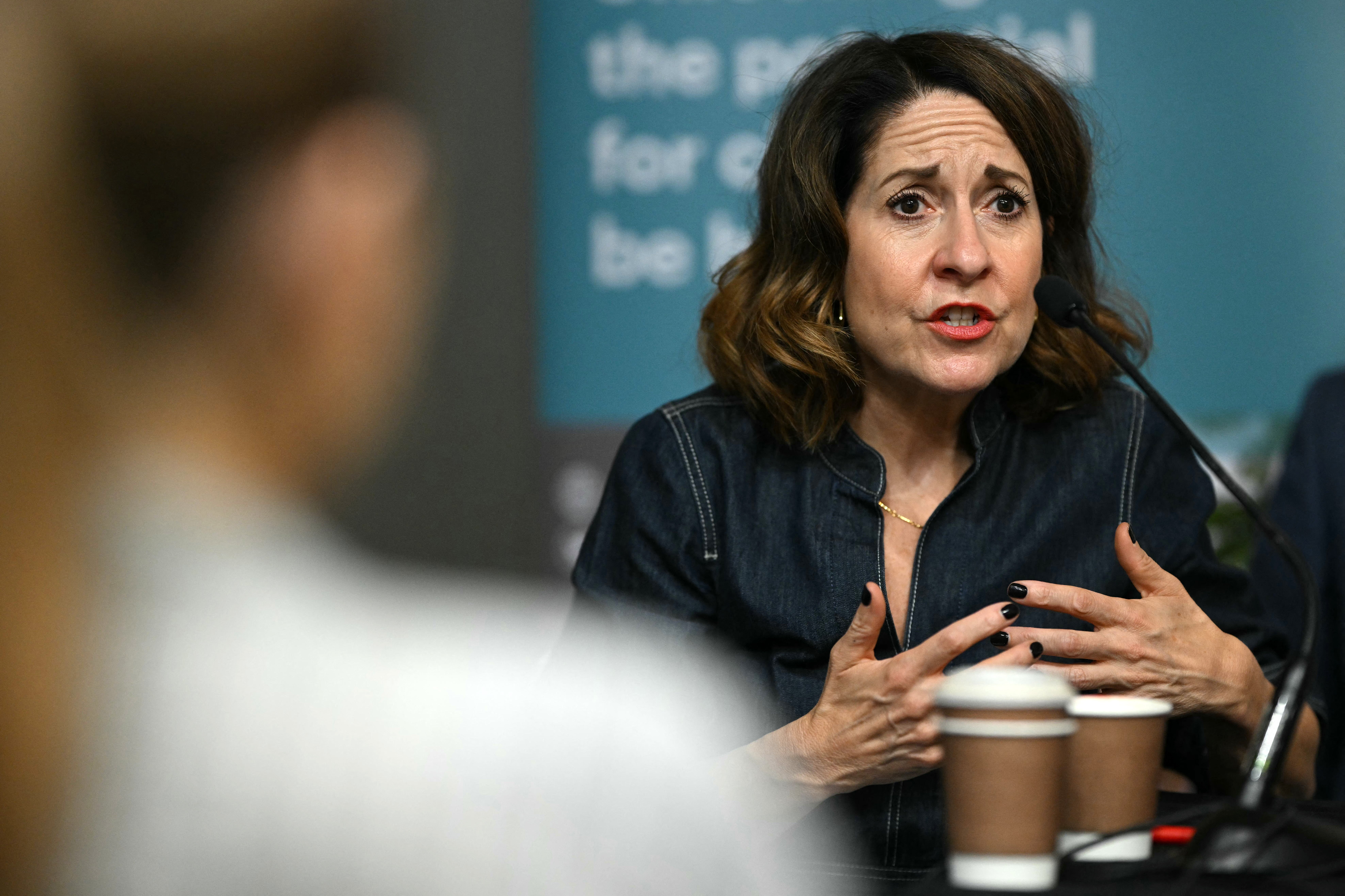 Work and Pensions Secretary Liz Kendall speaks during a fringe event on the second day of the annual Labour Party conference in Liverpool