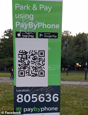 Brazen: Scammers have stuck a printed QR code on a parking sign - and if you're in a rush you might be caught out