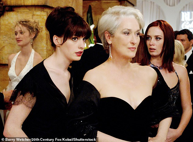 Anne Hathaway, Meryl Streep and Emily Blunt in the 2006 film, The Devil Wears Prada