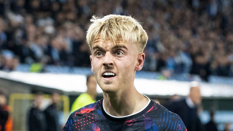 MALMO, SWEDEN - SEPTEMBER 26: Rangers' Ross McCausland celebrates scoring to make it 2-0 during a UEFA Europa League Matchday One League Phase match between Malmo FF and Rangers at the Eleda Stadion, on September 26, 2024, in Malmo, Sweden. (Photo by Alan Harvey / SNS Group)