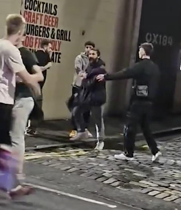 A shocking video has emerged of Shia LaBeouf as he prepares to fight a group of men outside a pub in Edinburgh