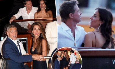 Brad Pitt and Ines de Ramon have double date with George and Amal Clooney in Venice