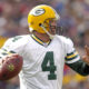 Packers quarterback Brett Favre in the pocket during game between the Green Bay Packers and the Buffalo Bills at Ralph Wilson Stadium in Orchard Park, New York on November 5, 2006. Buffalo won 24-10. (Photo by Mark Konezny/NFLPhotoLibrary)