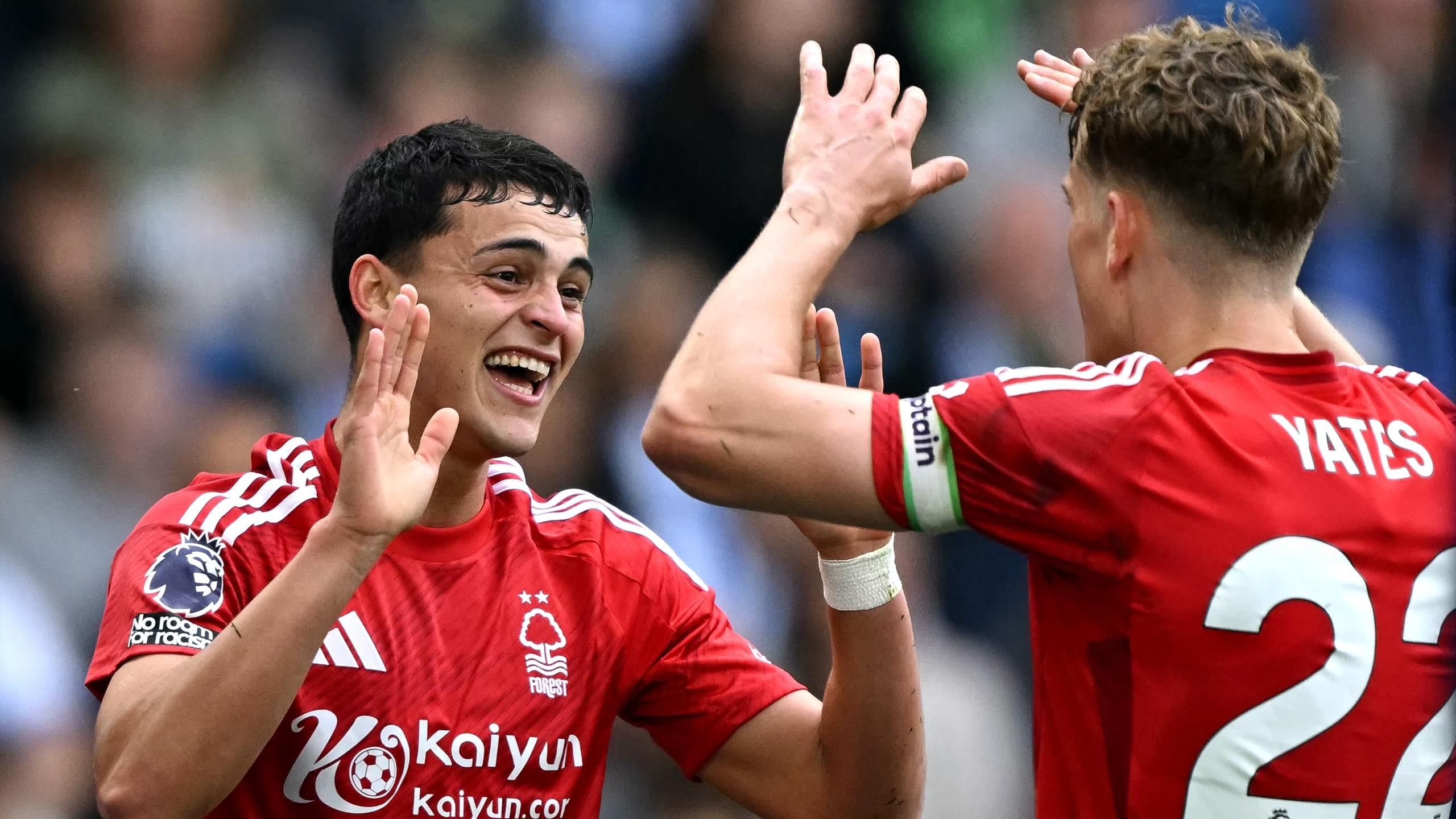 Brighton 2-2 Nottingham Forest: Points shared in a four-goal thriller as Morgan Gibbs-White sent off at Amex